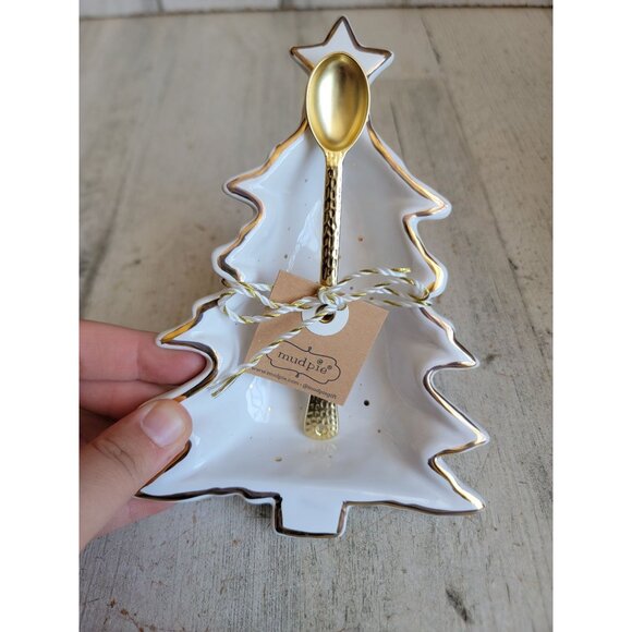 Mud pie dip bowl set tree-shaped Xmas home decor small - Picture 2 of 5